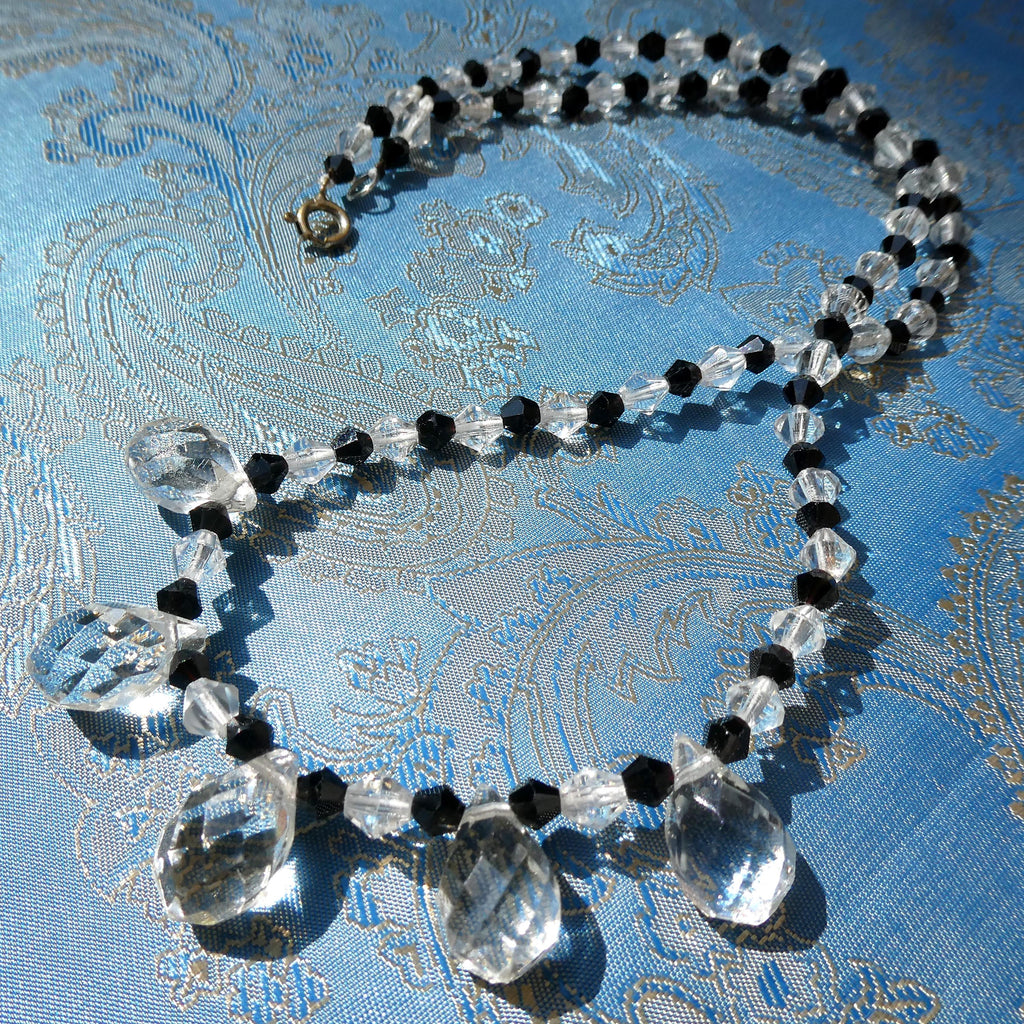 Vintage Deco Briolette Necklace Czech Bohemian Crystal Collar