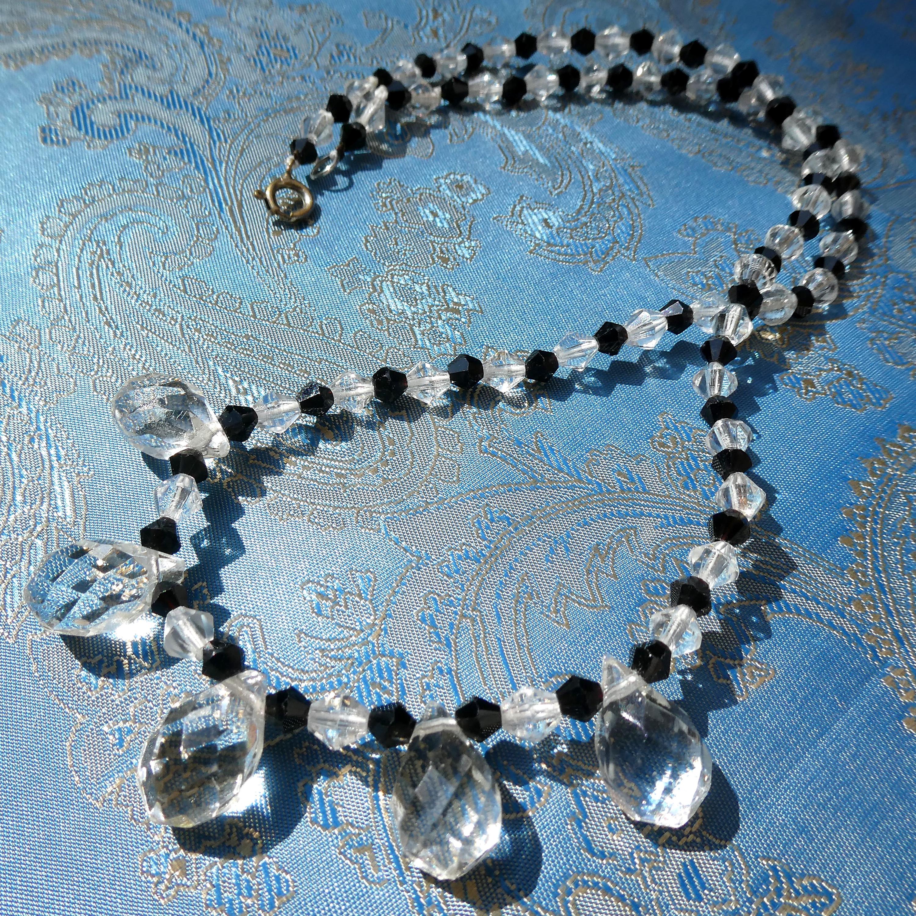 Vintage Deco Briolette Necklace Czech Bohemian Crystal Collar