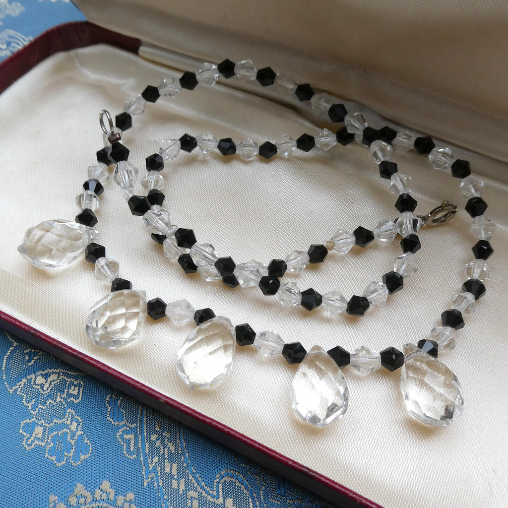Vintage Deco Briolette Necklace Czech Bohemian Crystal Collar