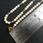 Vintage Monet Glass Pearl Necklace 1980s Dainty Black & White Pearl Matinee Rope