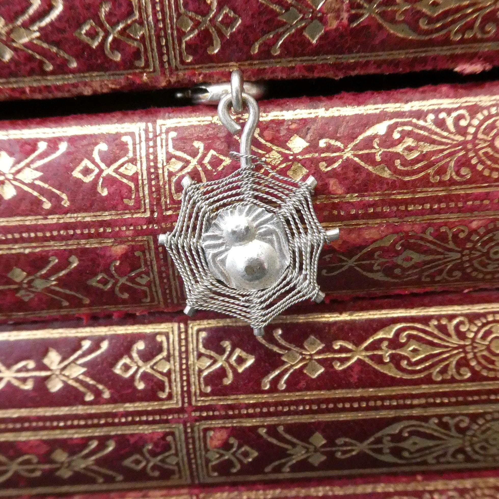 Vintage Silver Spider Charm Pendant for Bracelet Necklace Filigree Web Insect Charm