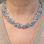 Vintage 1950s Costume Necklace Midcentury Aurora Borealis Crystal Collar, Likely Jewelcraft