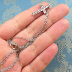 Vintage Diamond Cut Cross Pendant 1970s Shiny Mod Polished Christian Jewelry