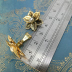 1950s Vintage Flower Earrings Spanish Damascene Style Glass Pearl Clip-Ons