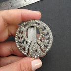 Vintage 1930s Deco Dress Clip Brooch Large Diamante Buckle Pin
