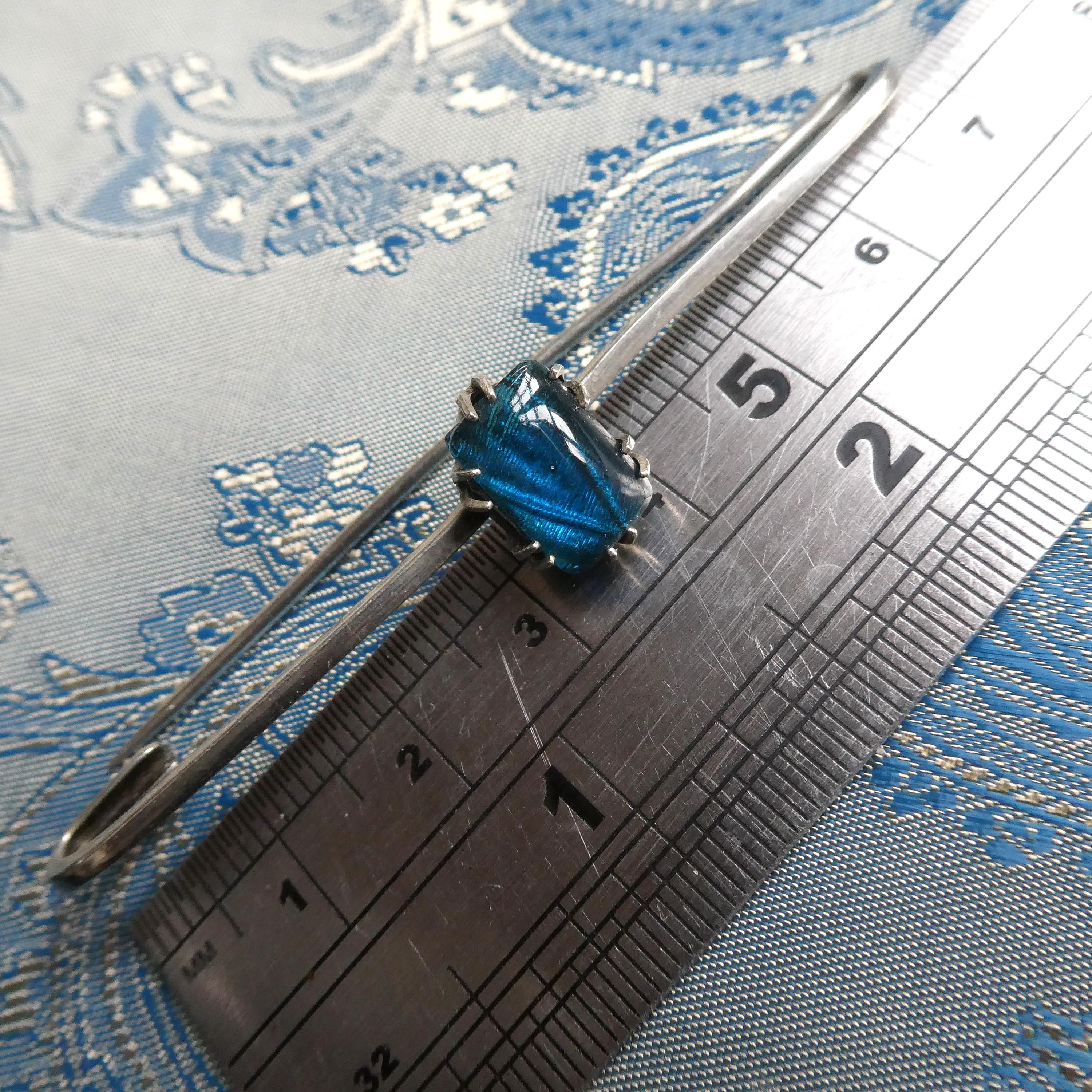 Antique Deco 1920s Bar Brooch Stock Tie Pin Simulated Butterfly Wing Pin