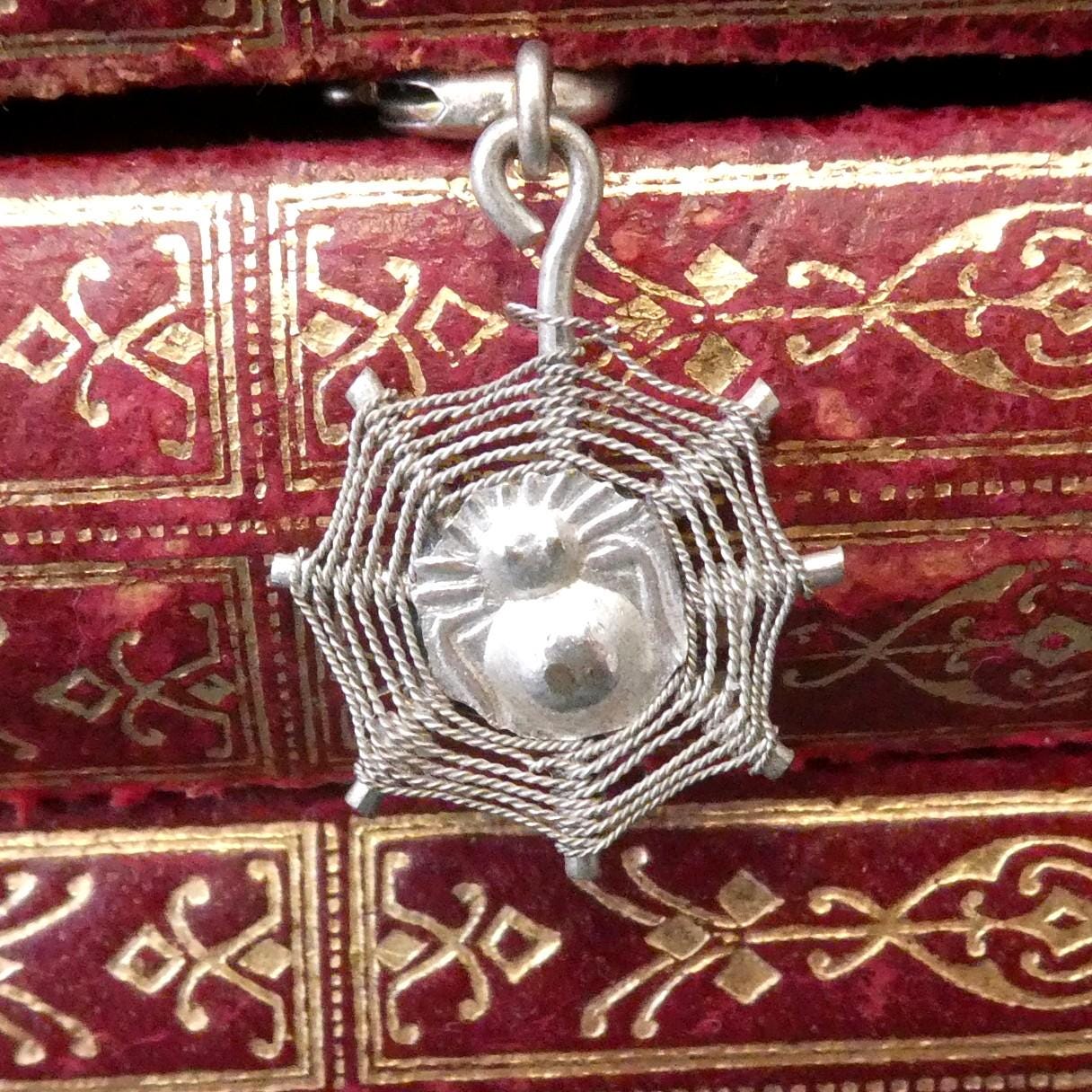Vintage Silver Spider Charm Pendant for Bracelet Necklace Filigree Web Insect Charm