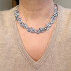 Vintage 1950s Costume Necklace Midcentury Aurora Borealis Crystal Collar, Likely Jewelcraft