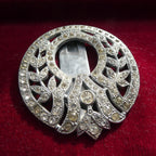 Vintage 1930s Deco Dress Clip Brooch Large Diamante Buckle Pin