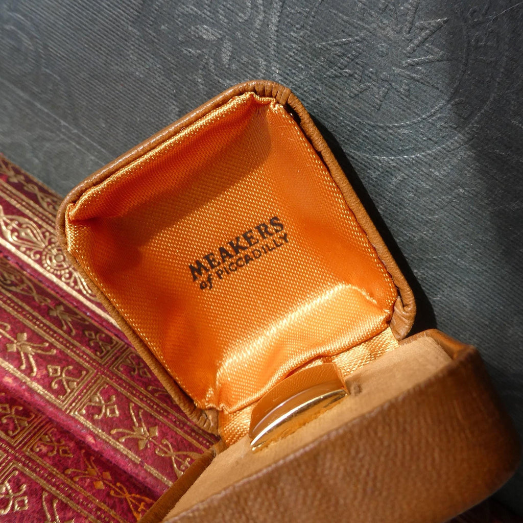 Vintage 1960s Tie Pin Tack Stud in the Original Meakers of Picadilly Box - English Midcentury Thermoset Moonglow Lucite Mod Gentleman's Accessory