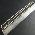 Vintage Monet Glass Pearl Necklace 1980s Dainty Black & White Pearl Matinee Rope