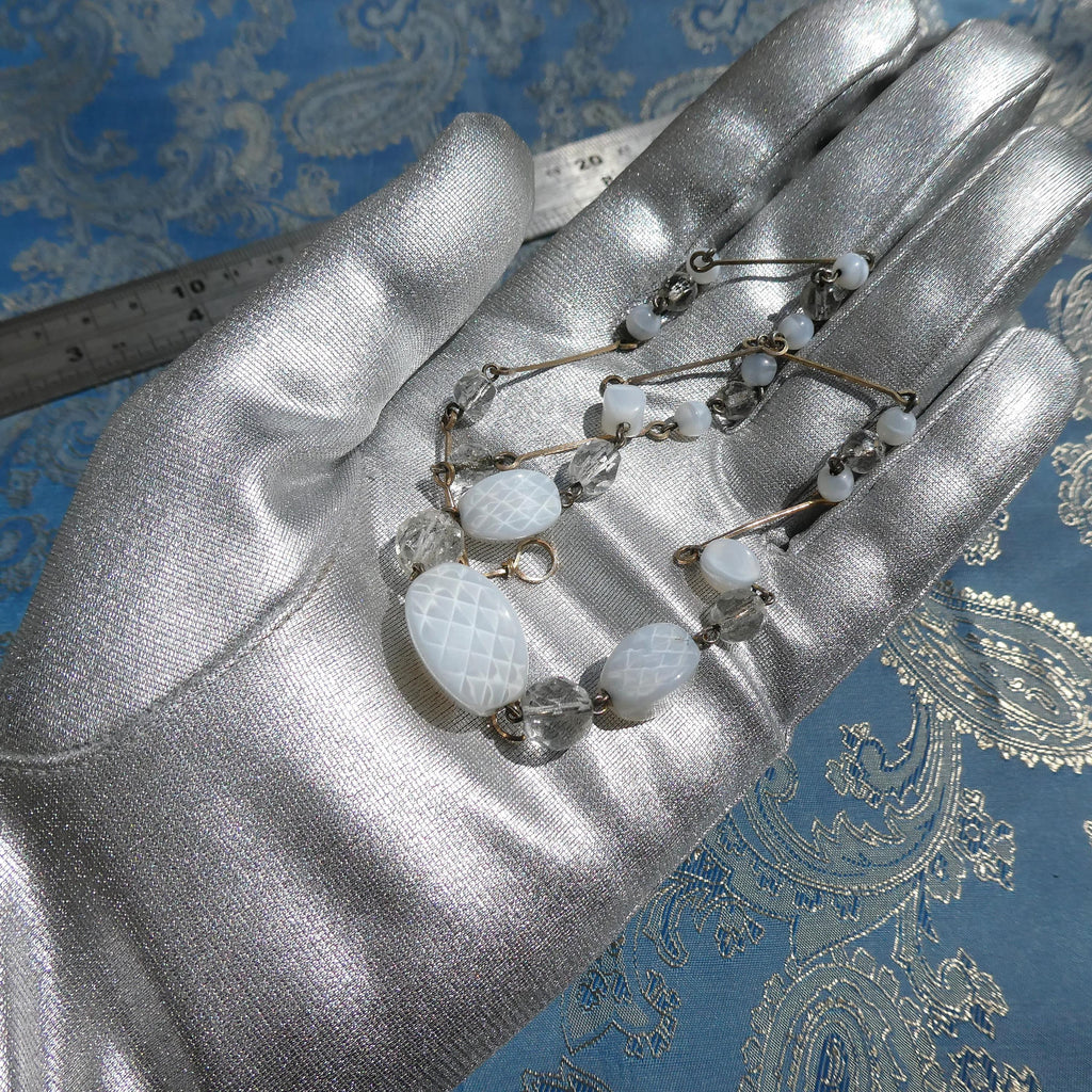 Antique Deco Czech Necklace 1920s Optical Illusion Art Glass Crystal Rolled Gold Wire Collar