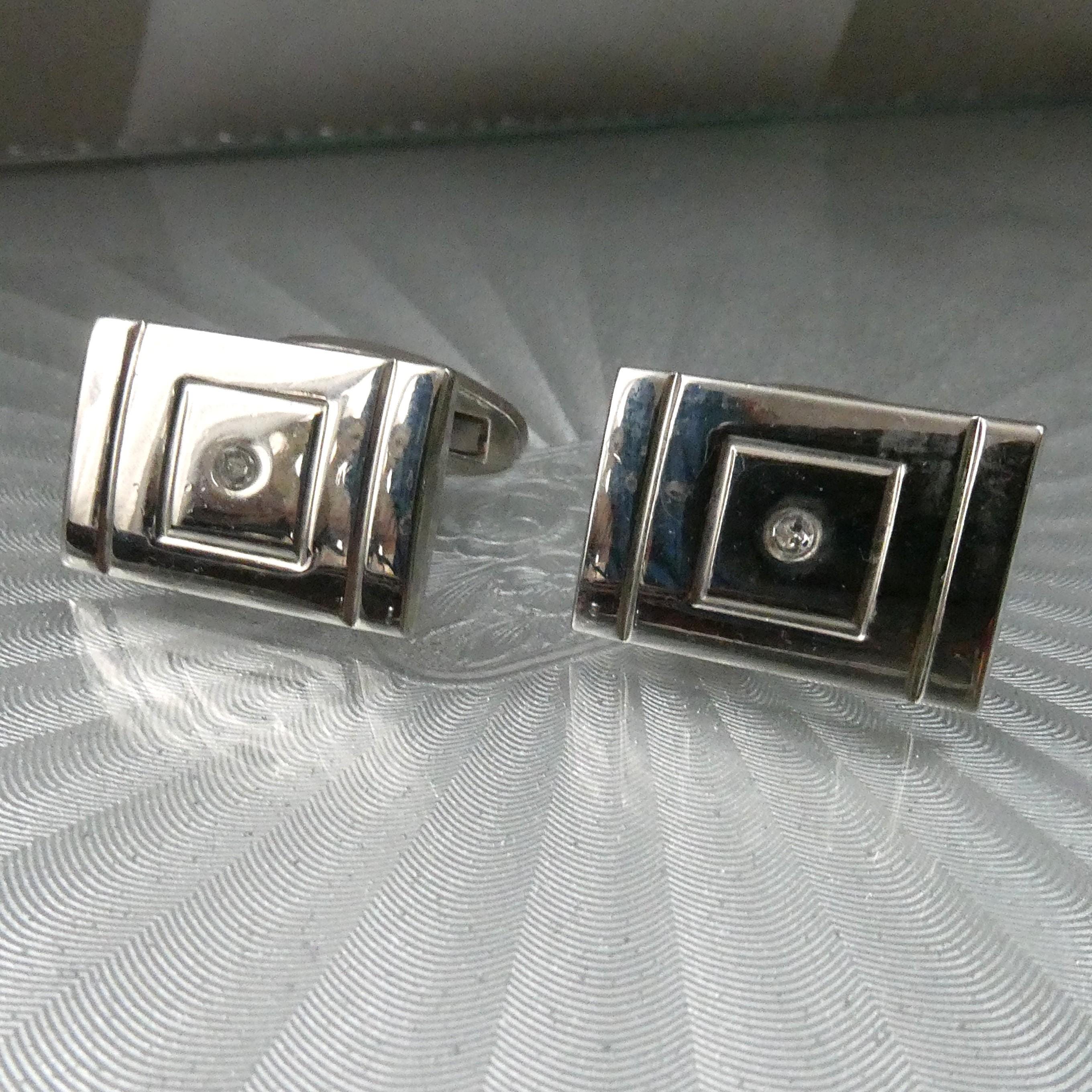 Vintage Cufflinks Mod Floating Diamond Paste Links Wedding Best Man Gift