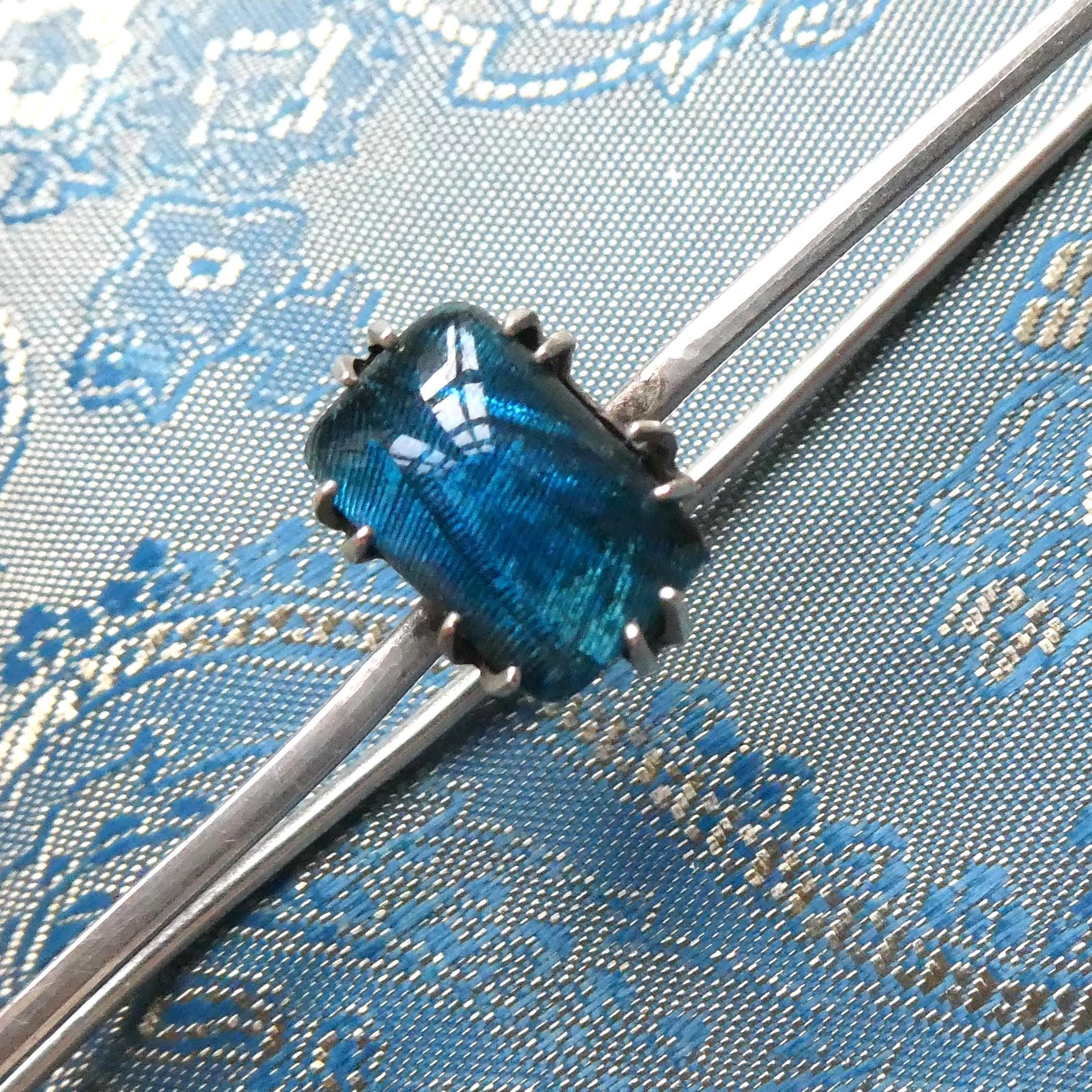 Antique Deco 1920s Bar Brooch Stock Tie Pin Simulated Butterfly Wing Pin