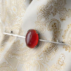 Antique Equestrian Deco Brooch Sterling Silver Carnelian Stock Pin c. 1910-1920