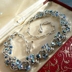 Vintage 1950s Costume Necklace Midcentury Aurora Borealis Crystal Collar, Likely Jewelcraft