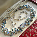 Vintage 1950s Costume Necklace Midcentury Aurora Borealis Crystal Collar, Likely Jewelcraft