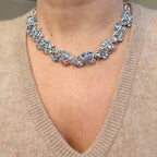 Vintage 1950s Costume Necklace Midcentury Aurora Borealis Crystal Collar, Likely Jewelcraft