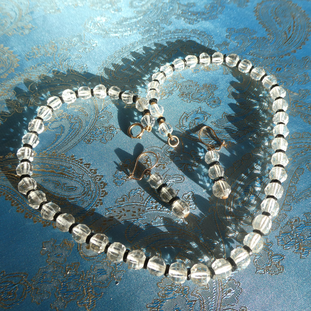 1 Antique Rock Crystal Necklace Earrings Set, Victorian – Edwardian circa 1900