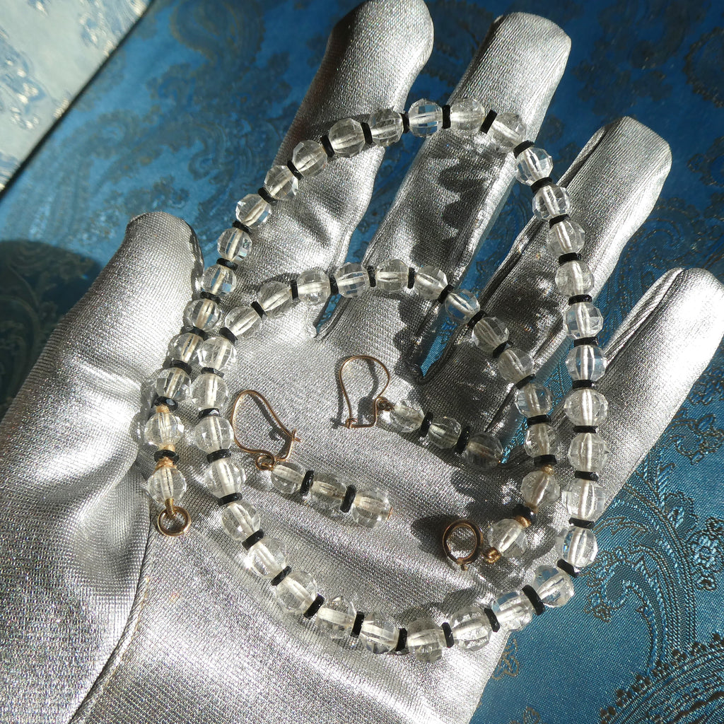 1 Antique Rock Crystal Necklace Earrings Set, Victorian – Edwardian circa 1900
