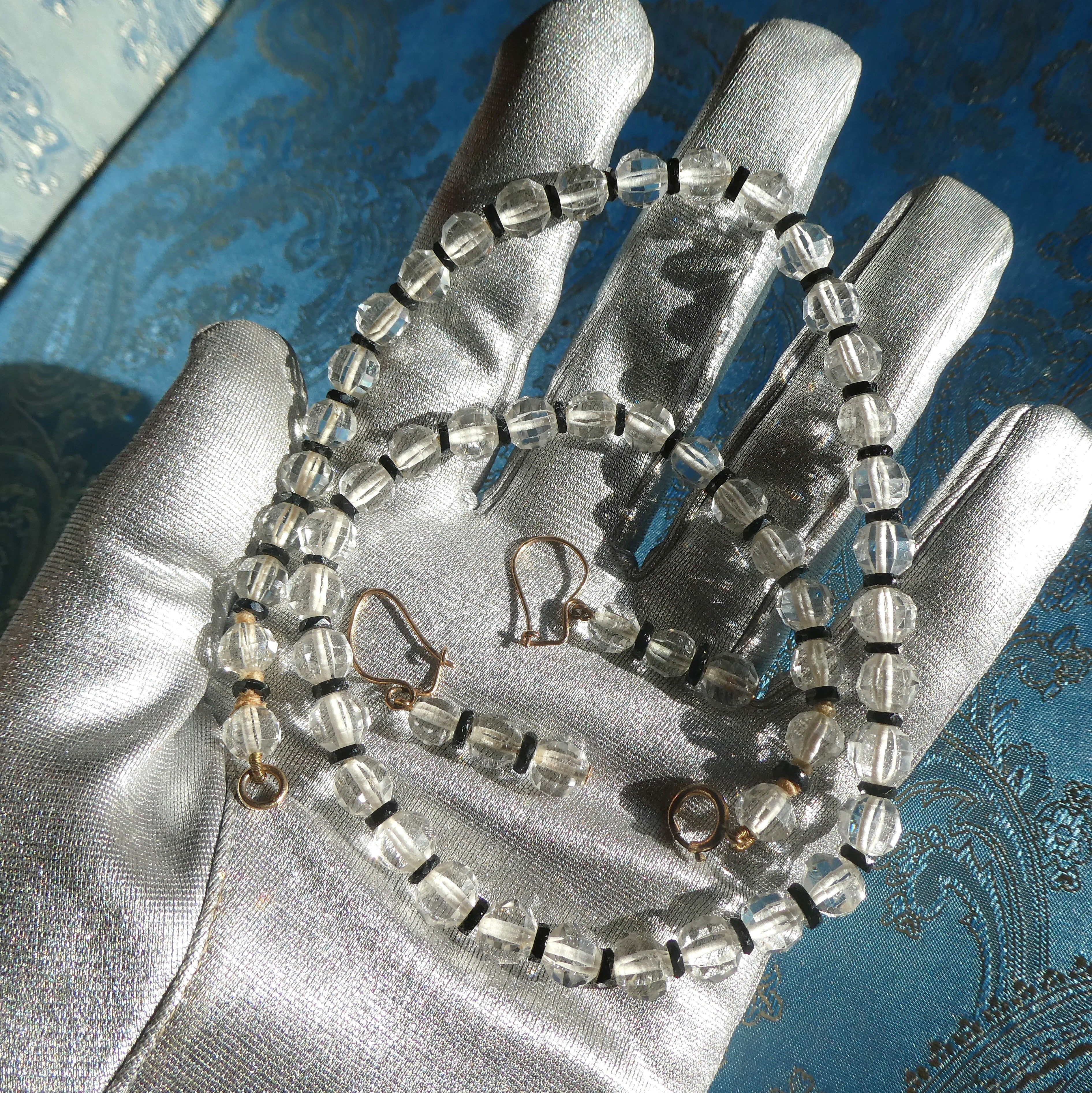 Antique Rock Crystal Necklace Earrings Set, Victorian – Edwardian circa 1900