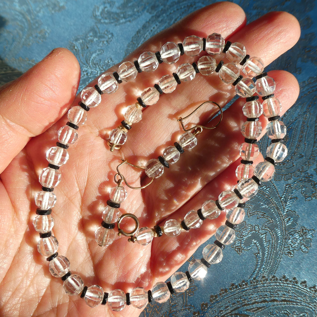 1 Antique Rock Crystal Necklace Earrings Set, Victorian – Edwardian circa 1900