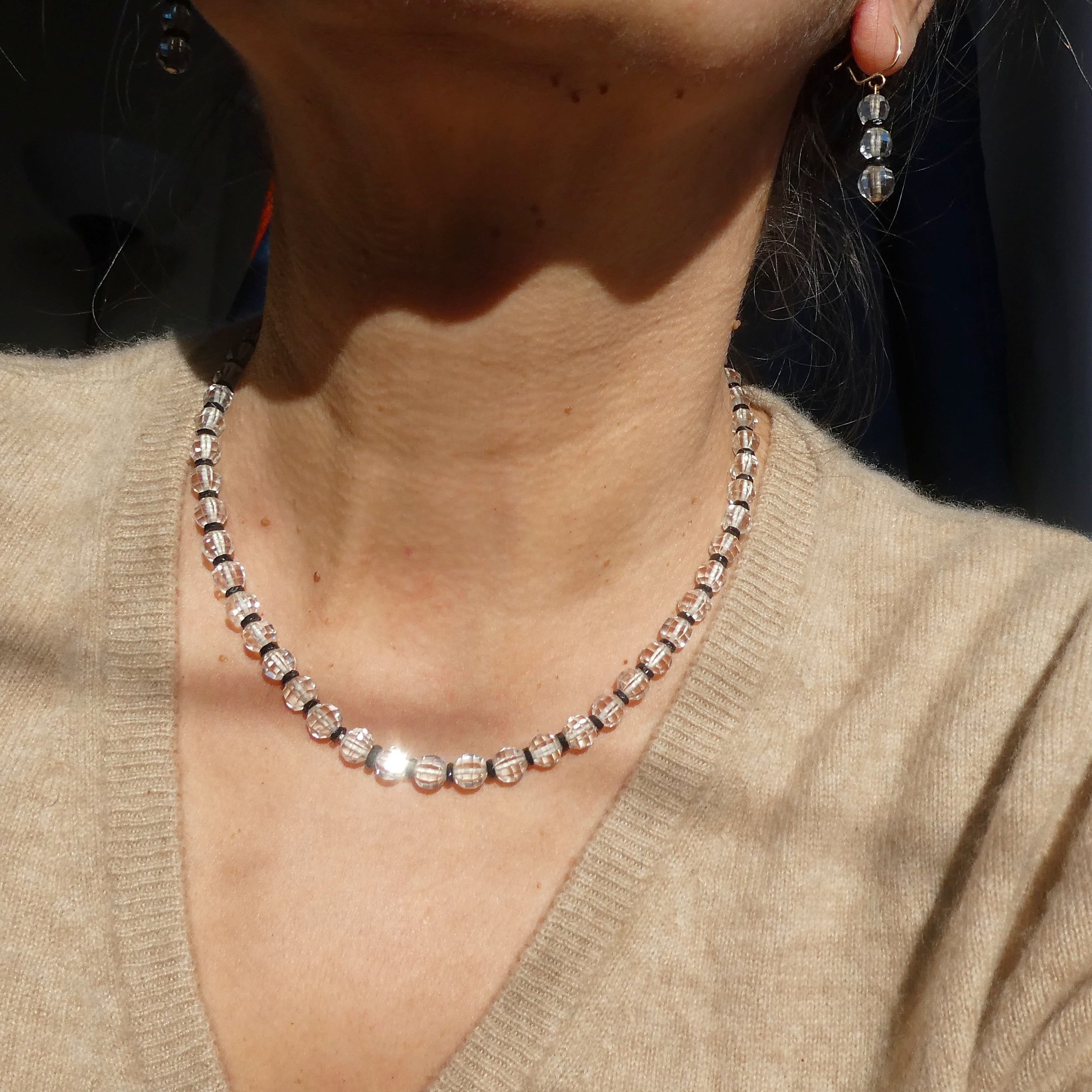 Antique Rock Crystal Necklace Earrings Set, Victorian – Edwardian circa 1900