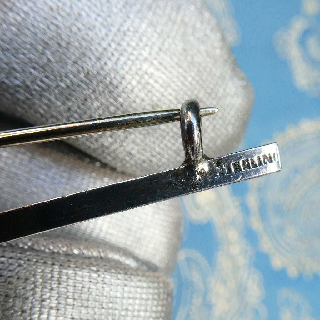 Antique Equestrian Deco Brooch Sterling Silver Carnelian Stock Pin c. 1910-1920