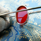 Antique Equestrian Deco Brooch Sterling Silver Carnelian Stock Pin c. 1910-1920