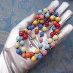 Vintage Deco Necklace, 1930s Czech Harlequin Art Glass Multicoloured Beads