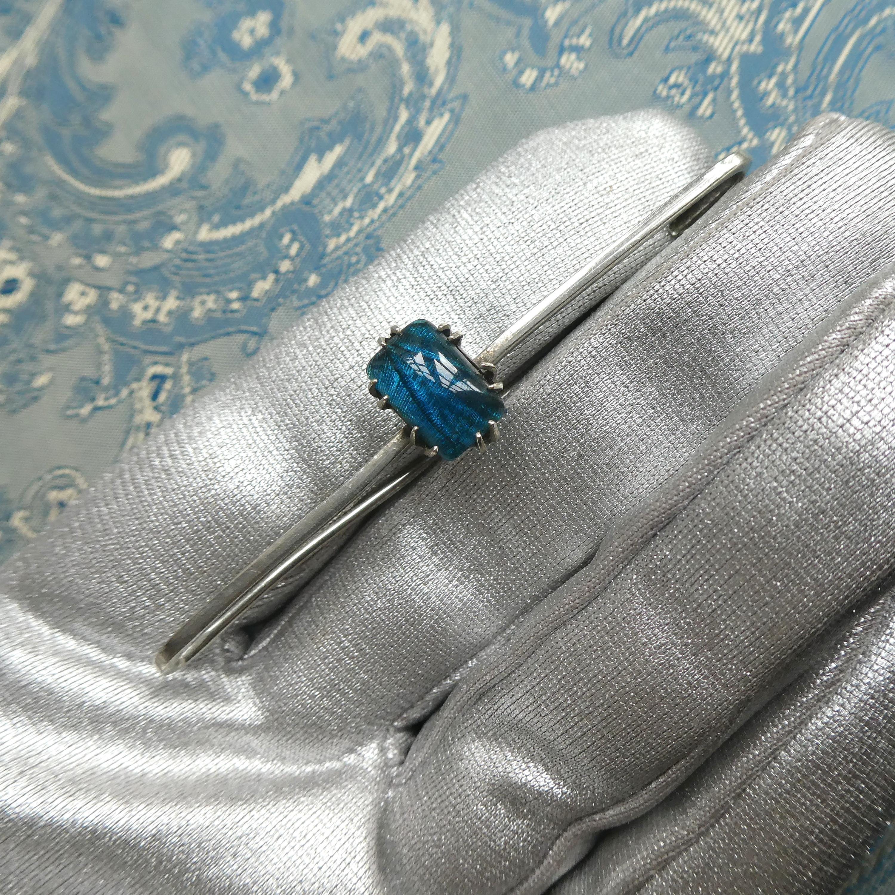 Antique Deco 1920s Bar Brooch Stock Tie Pin Simulated Butterfly Wing Pin