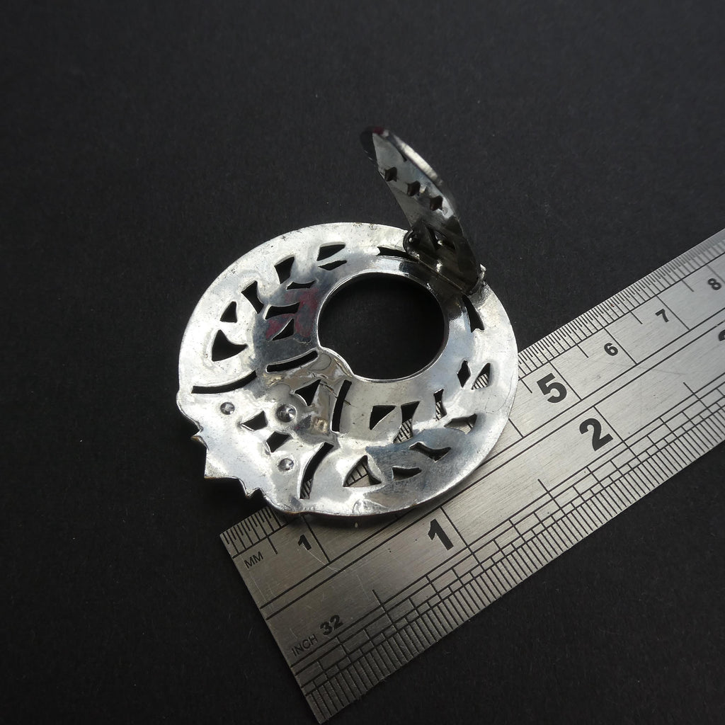 Vintage 1930s Deco Dress Clip Brooch Large Diamante Buckle Pin