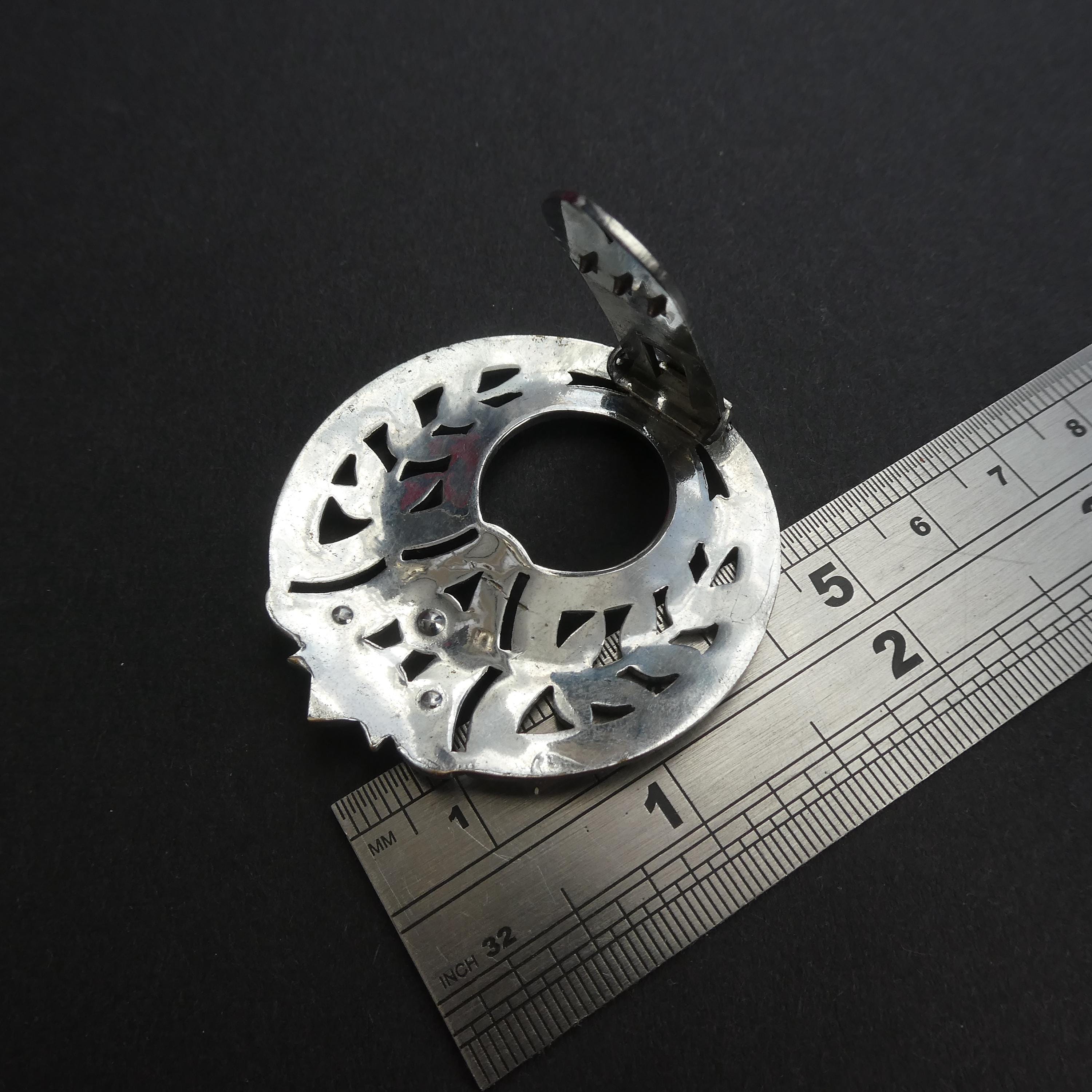 Vintage 1930s Deco Dress Clip Brooch Large Diamante Buckle Pin