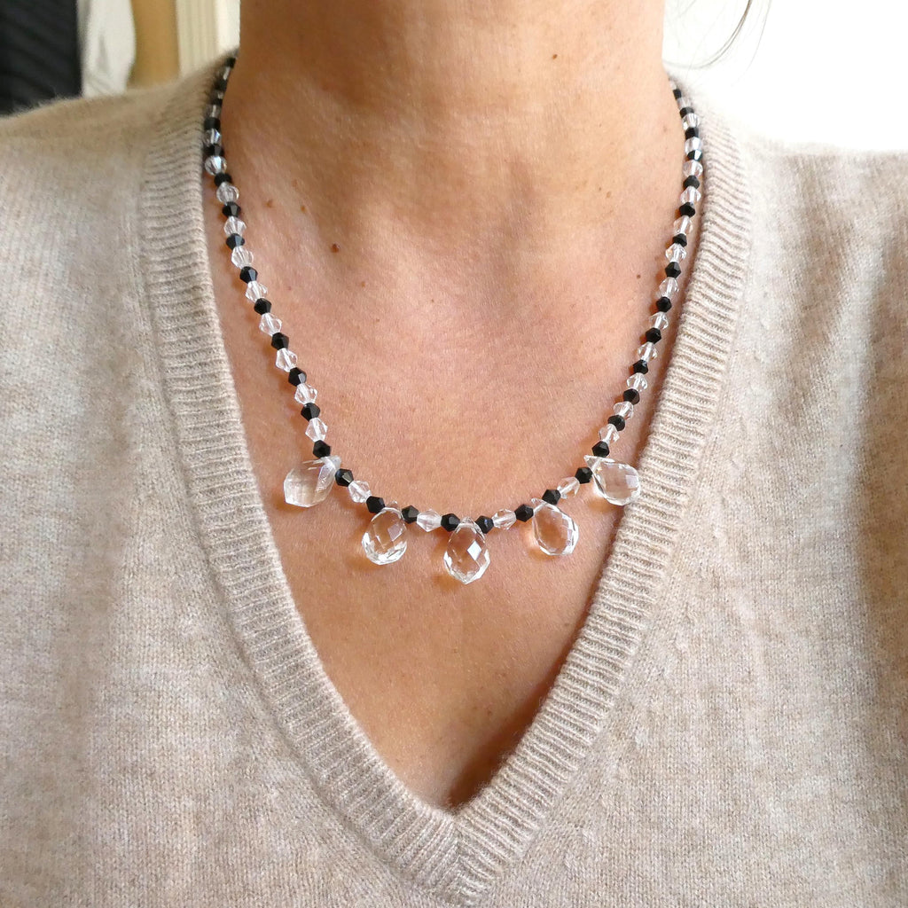 Vintage Deco Briolette Necklace Czech Bohemian Crystal Collar