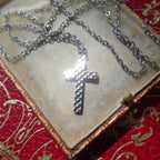 Vintage Diamond Cut Cross Pendant 1970s Shiny Mod Polished Christian Jewelry