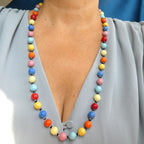 Vintage Deco Necklace, 1930s Czech Harlequin Art Glass Multicoloured Beads