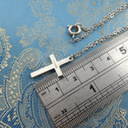 Vintage Diamond Cut Cross Pendant 1970s Shiny Mod Polished Christian Jewelry