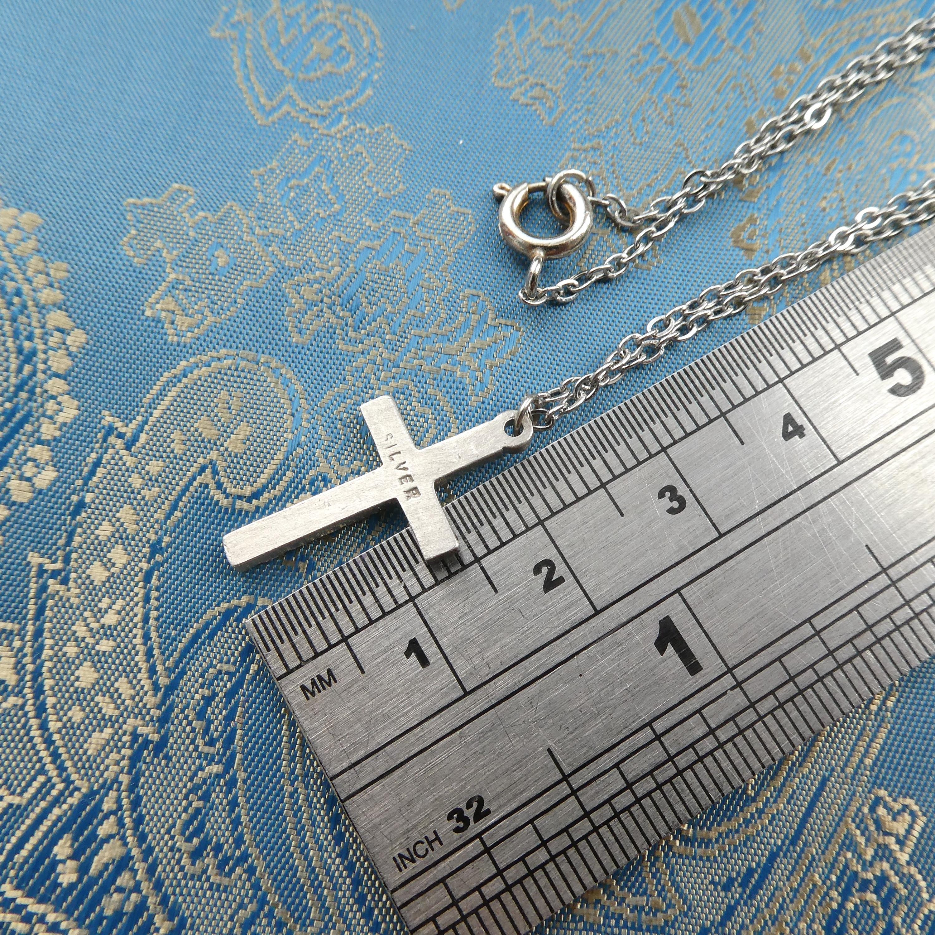 Vintage Diamond Cut Cross Pendant 1970s Shiny Mod Polished Christian Jewelry