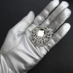 Vintage 1930s Deco Dress Clip Brooch Large Diamante Buckle Pin