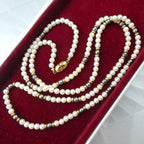 Vintage Monet Glass Pearl Necklace 1980s Dainty Black & White Pearl Matinee Rope