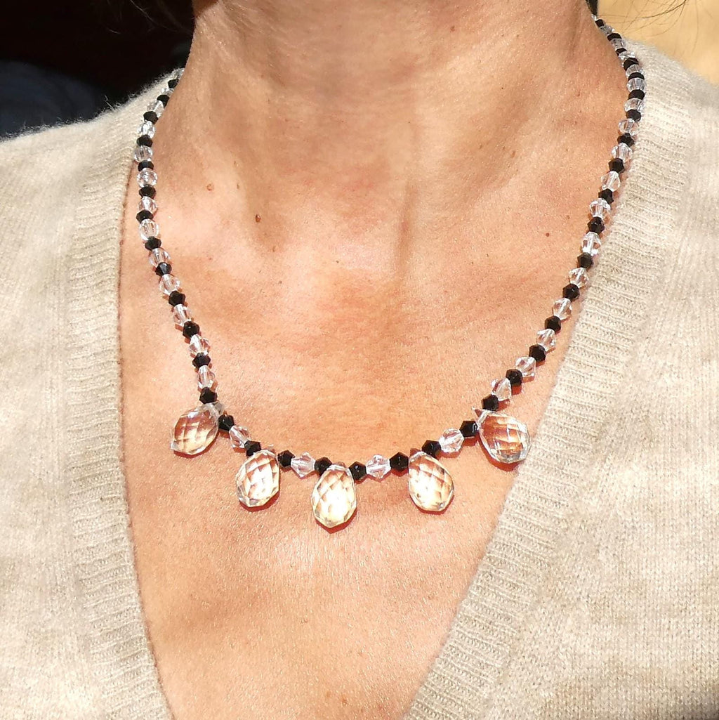 Vintage Deco Briolette Necklace Czech Bohemian Crystal Collar