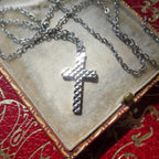 Vintage Diamond Cut Cross Pendant 1970s Shiny Mod Polished Christian Jewelry